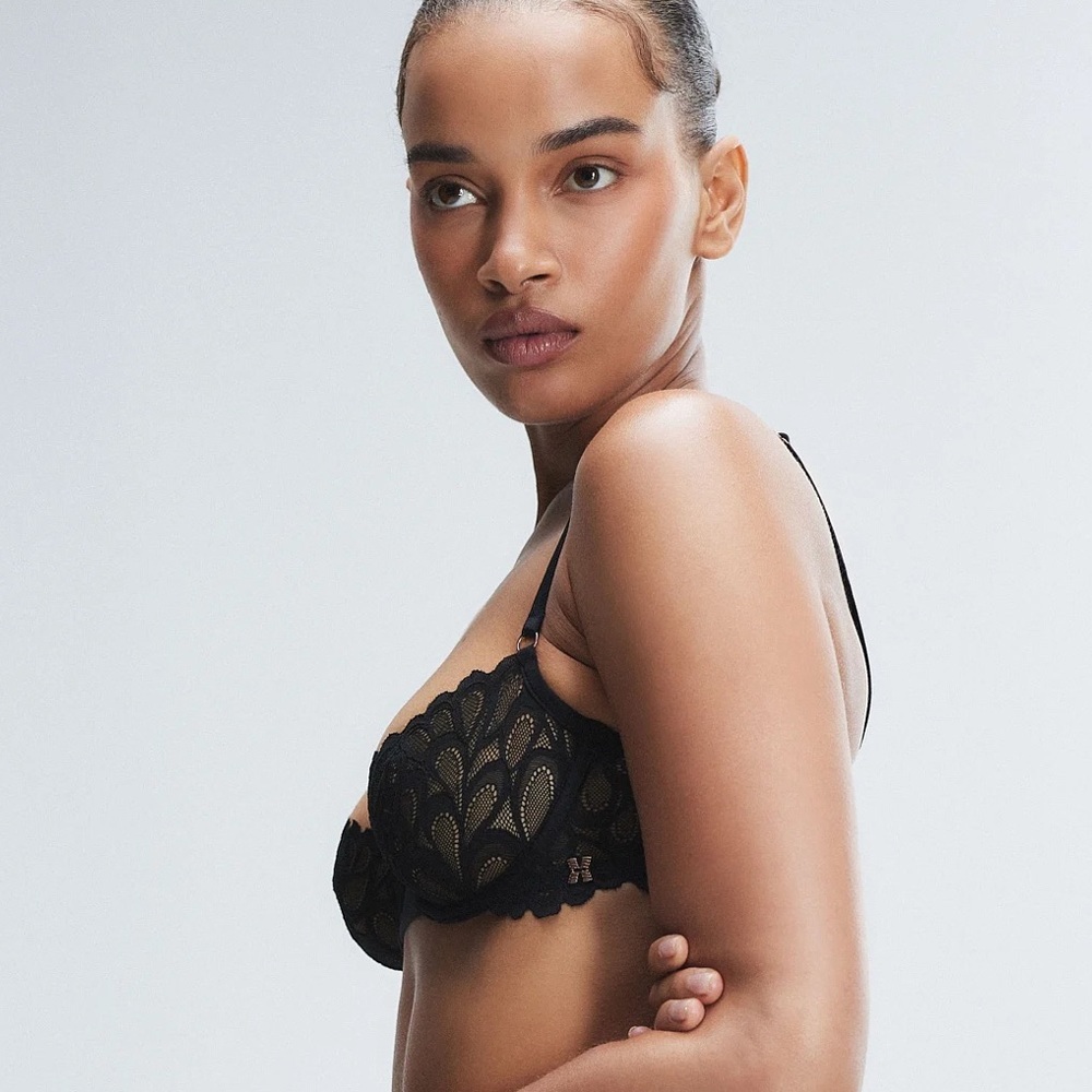 NWT, Savage X Fenty, SAVAGE NOT SORRY UNLINED LACE BALCONETTE BRA, Black Caviar - Picture 4 of 6
